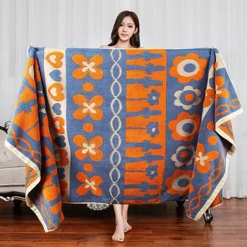 Новое банное полотенце бытовое впитывающее хлопковое большое полотенце для взрослых парное банное утолщенное обертывание осенне-зимний стиль 70x140 см 70x140cm