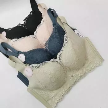 Новое бесшовное нижнее белье, большая грудь показывает маленькое нижнее белье, тонкое нижнее белье собирает полную чашку большого размера бюстгальтера регулируемого типа для женщин 34/75C светло-зеленый