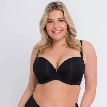 Новое бесшовное нижнее белье со стальными кольцами, спортивный бюстгальтер на спине большого размера с защитой от провисания. 32/70B чёрный