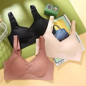 Новое бесшовное нижнее белье телесного цвета с большой грудью, бюстгальтер с маленькой спиной, тонкий спортивный бюстгальтер без стального кольца для женщин M чёрный