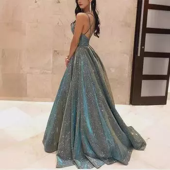 Новое блестящее длинное платье-труба А-силуэта для похудения - европейский и американский стиль Small