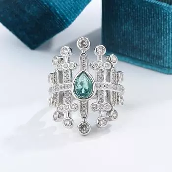 Новое блестящее кольцо с цирконием Параиба, женское ювелирное украшение, сияющее ювелирное украшение для вечеринки, свадебное кольцо для женщин 10 зелёный