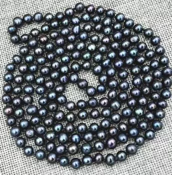Новое черное ожерелье из настоящего культивированного жемчуга Таити диаметром 7-8 мм, 50 дюймов