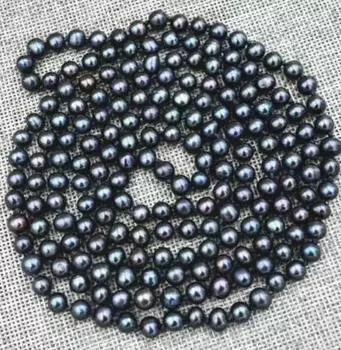 Новое черное ожерелье из настоящего культивированного жемчуга Таити диаметром 7-8 мм, 50 дюймов