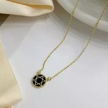 Новое черное ожерелье с шестиугольной звездой в виде диска-капельки, модная подвеска в виде свитера для пары, легкое роскошное ожерелье