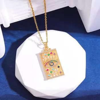 Новое Цирконий Глаз Куб Роскошное Банкетное Свадебное Ожерелье Женское Интернет Знаменитость Универсальная Цепочка Ключицы Персонализированные Ювелирные Изделия золотой