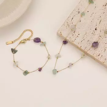 Новое цветное ожерелье из натурального камня, темпераментное, светлое, роскошное, нишевое, сенсорная цепочка на ключицу высокого уровня
