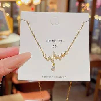 Новое дизайнерское ожерелье с микроинкрустацией ЭКГ, женское, летнее, цветное, модное, из титановой ключичной цепочки.