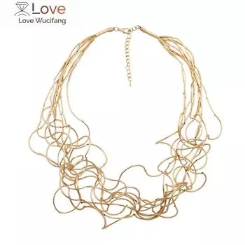 Новое длинное нерегулярное медное трубчатое ожерелье для женщин золотого цвета ожерелье свадебное заявление ожерелья ювелирные изделия