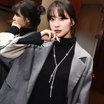 Новое длинное ожерелье со сверкающими стразами, ожерелья с кисточками, подвески, женские украшения оптом