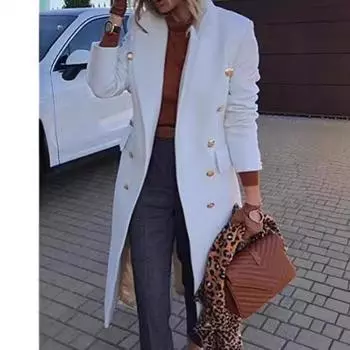 Новое длинное шерстяное женское пальто на осень и зиму, шерстяное пальто с множеством пуговиц M