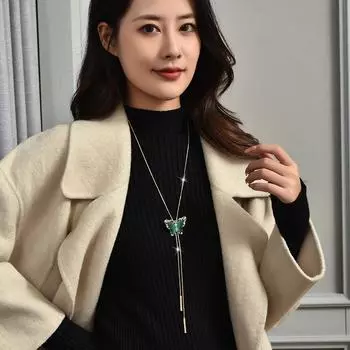 Новое длинное женское ожерелье с кристаллами и кисточками в виде бабочки, универсальная цепочка для свитера, модная мода высокого класса для женщин
