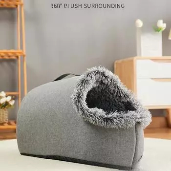 Новое длинношерстное ручное гнездо для кошек, зимнее теплое закрытое гнездо для собак, утолщенное многофункциональное гнездо для домашних животных S