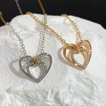 Новое двухцветное ожерелье с надписью «Любовь», женская индивидуальность, креативная безграничная любовь, ожерелье в форме сердца из 8 цепочек на ключицу. золотой