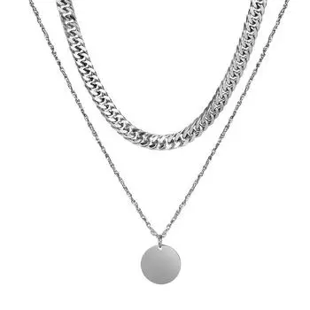 Новое двухслойное круглое ожерелье из титановой стали с кубинской строчкой