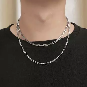 Новое двухслойное мужское ожерелье в стиле хип-хоп с цепочкой на ключице YL429