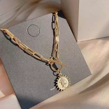 Новое двухслойное ожерелье с подвеской Sense of Temperament, высококачественная цепочка для свитера Sense Niche Design