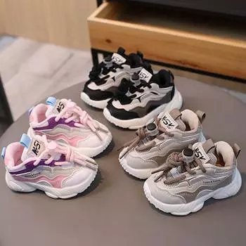 Новое дыхание модные детские кроссовки простые на толстой подошве универсальные туфли для девочек модные повседневные туфли для мальчиков удобные кроссовки для девочек Nio 15insole12cm чёрный