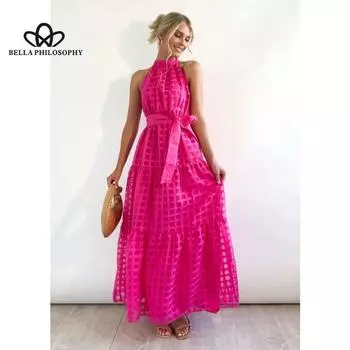 Новое европейско-американское летнее платье для отдыха высокого класса без рукавов с большой талией, нежное пляжное праздничное платье с вырезом S чёрный