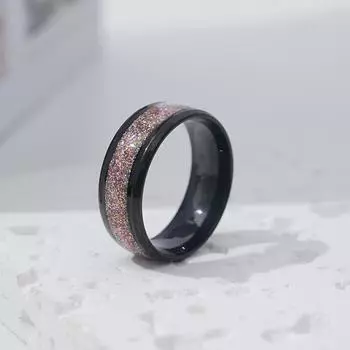 Новое европейское и американское мужское кольцо из нержавеющей стали с настоящим синим песком, красным песком, фиолетовым песком, шириной 8 мм 13