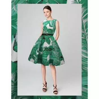 Новое европейское и американское ретро платье в стиле Хепберн, новое поступление, модный принт, приталенное, без рукавов, платье-свинг 750-1 M