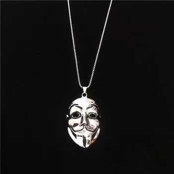 Новое европейское и американское загадочное хакерское ожерелье с V-образным лицом из нержавеющей стали для мужчин и женщин, универсальное хип-хоп Jumping Dye