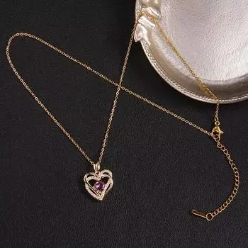 Новое фиолетовое ожерелье с цирконом, созданное женской толпой в стиле Ins, универсальное кулон Love Purple Qi Donglai, ювелирные изделия 45CM