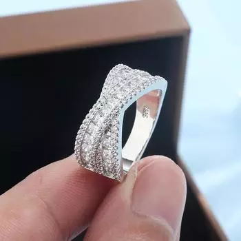 Новое геометрическое кольцо с перекрестком для женщин, свадебное, помолвочное, рождественское, модное, ювелирное изделие, милая оптовая продажа 9 белый