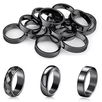 Новое гладкое черное кольцо с гематитом для женщин и мужчин, ювелирные изделия для пары, простой подарок, плоский немагнитный натуральный камень, лечебное кольцо на палец 6