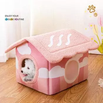Новое гнездо для собак и кошек, удобный домик в японском стиле на осень и зиму, теплое и утолщенное гнездо для домашних животных, устойчивое к царапинам S(38*32*32)