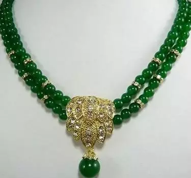 Новое горячее новое очаровательное ожерелье с подвеской из зеленого изумруда длиной 2 ряда, 8 мм