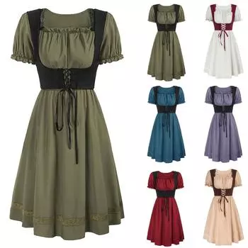 Новое готическое платье для выпускного вечера для женщин, коктейльные платья на Хэллоуин, бальное платье с короткими рукавами в стиле ретро S зелёный