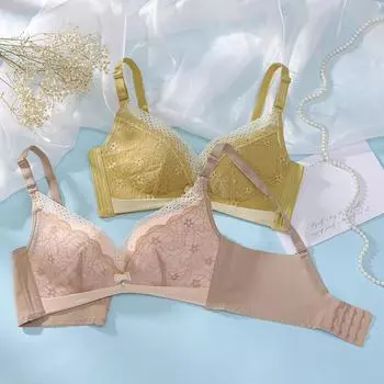 Новое хлопковое нижнее белье из детского хлопка, верхняя поддержка без стального кольца, кружевной, приятный для кожи, сексуальный бюстгальтер для груди 70 чёрный