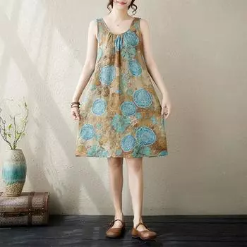 Новое хлопковое винтажное платье в горошек без рукавов больших размеров для женщин, повседневное свободное летнее платье миди M