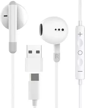 Новое издание Совместимо с iPhone Проводной Высокочувствительный Караоке MEMS Совместимо с Pixel Белый [2025 15/16] Наушники Type-c, Наушники, Type-c,