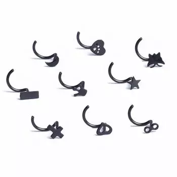 Новое изогнутое носовое кольцо из нержавеющей стали с гальваническим покрытием из розового золота, 9 шт. / Лот