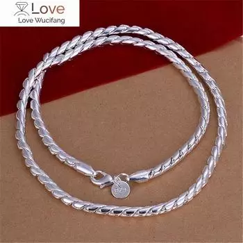 Новое изящное серебряное ожерелье 925 пробы с витой цепочкой 4 мм для женщин и мужчин, рождественские подарки, роскошные украшения для вечеринок и свадеб