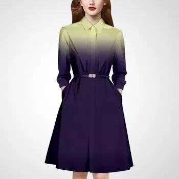 Новое Элегантное Грациозное Нарядное Платье-рубашка Dark purple Gradient(In stock) M