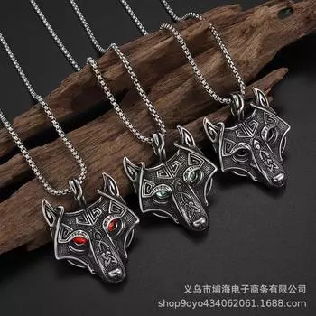Новое кельтское ожерелье с головой волка, скандинавская подвеска, ювелирные изделия с подвеской чёрный