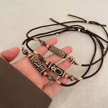 Новое китайское этническое тибетское ожерелье из девятиглазых бусин Дзи для женщин, ниша, китайский дизайн, аксессуары для пожилых пар, китайское ретро