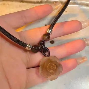 Новое китайское бисерное ожерелье с подвеской в виде цветка камелии и пряжки мира, цепочка для свитера, ювелирное ожерелье, подарок A2