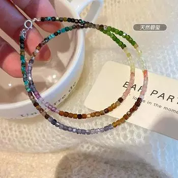 Новое китайское древнее дофаминовое постепенное изменение цвета натурального камня ожерелье женское универсальное милая сестра высокое чувство стерлингового серебра ожерелье 925 silver