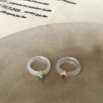 Новое китайское кольцо с натуральным камнем халцедоном и агатом, женское легкое роскошное ретро-кольцо высокого класса, модное универсальное кольцо