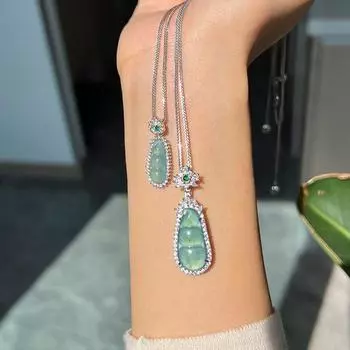 Новое китайское легкое роскошное ожерелье с подвеской в виде бобов мира из халцедона, женское, простое, темпераментное, универсальное, цепочка на шею, цепочка на ключицу