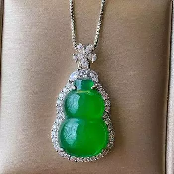 Новое китайское ожерелье из тыквы-халцедона с драгоценным камнем несет благоприятную изысканную легкую роскошную ретро-элегантную цепочку на ключицу зелёный
