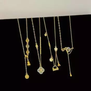 Новое китайское ожерелье с подвеской в виде тыквы Ruyi Lock, золотое, женское, легкое, роскошное, высокого класса, изысканное, универсальное, цепочка на шею, цепочка на свитер