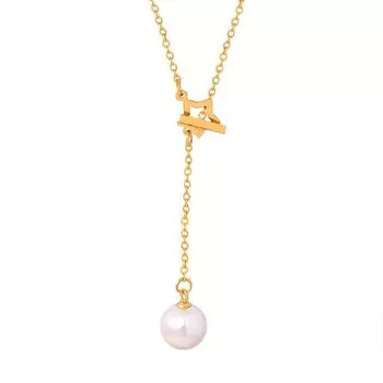 Новое китайское ожерелье в стиле ретро в стиле Гонконга с пряжкой в виде звезды и бусинами, титановая сталь, 18-каратное золото, вдовствующая императрица Запада, универсальный темперамент ювелирных изделий