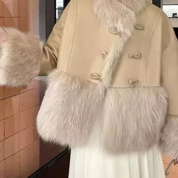 Новое китайское полупальто женское 2024 осень и зима новое меховое пальто с меховым покрытием женское в китайском стиле стиль Майяра S 80-60 kg