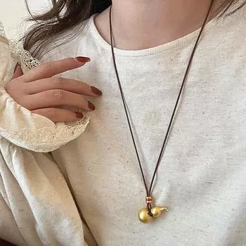 Новое китайское стильное старинное французское тыквенное металлическое ожерелье, женское легкое, роскошное, модное, темпераментное, универсальное, цепочка на шею, цепочка на свитер