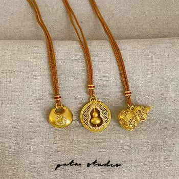 Новое китайское тыквенное пухлое фу плетеное веревочное ожерелье женское легкое роскошное ретро модное темпераментное универсальное шейное ожерелье свитерная цепочка